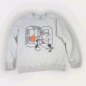 90s Bugsy Big World Champs Crewneck Sweatshirt Gray Space Jam Looney Tunes XL